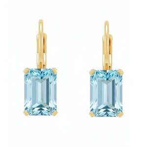 Genuine 2.86 Cts Aquamarine Dangling Earring 14k Yellow Gold
